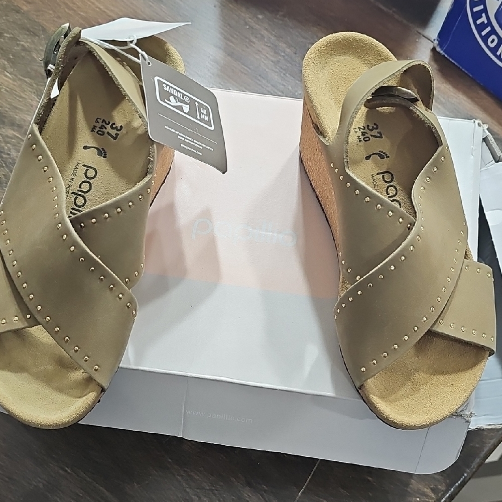 Birkenstock Papillio Olive Wedge Sandals
